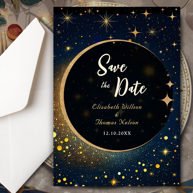 Elegant mystical moon celestial wedding save the date (Creator Uploaded)