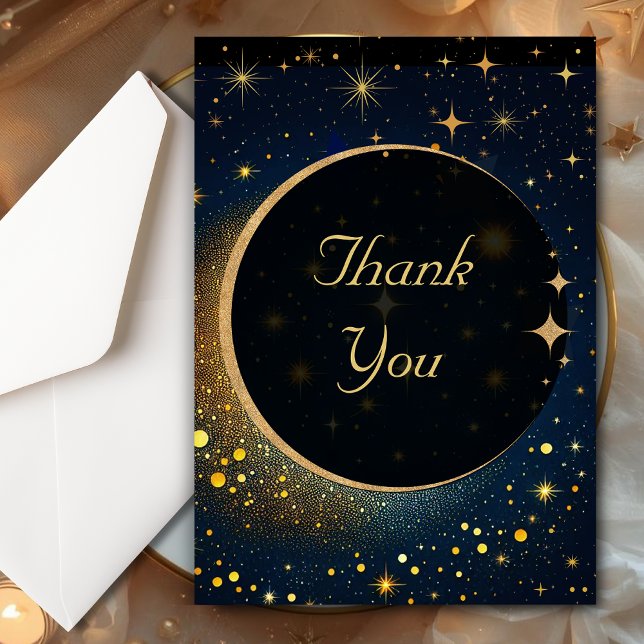 Elegant mystical moon celestial wedding thank you card (Creator Uploaded)