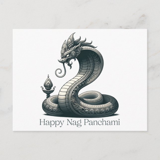 Elegant Naga Panchami Cobra Postcard (Front)