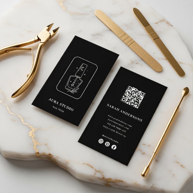 Elegant Nail Artist | Modern Manicurist Salon Business Card (Creator Uploaded)