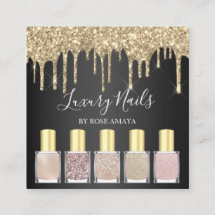 Elegant Nail Polish Company Salon Gold Glitter Square Business Card
