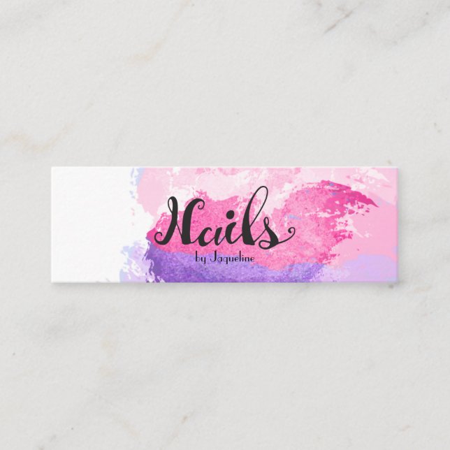 Elegant Nail Technician Mini Business Card (Front)