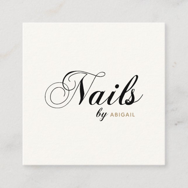 Elegant Nails By "Name" QR Code Social Media Ivory Square Business Card (Front)