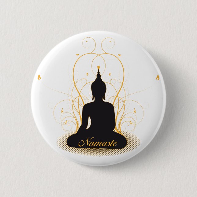 Elegant Namaste Buddha 6 Cm Round Badge (Front)