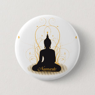 Elegant Namaste Buddha 6 Cm Round Badge