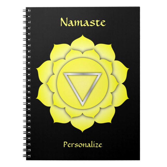 Elegant Namaste Yellow Solar Chakra Personalize Notebook (Front)