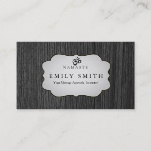 Elegant  Namaste Yoga Dark Wood Background Business Card