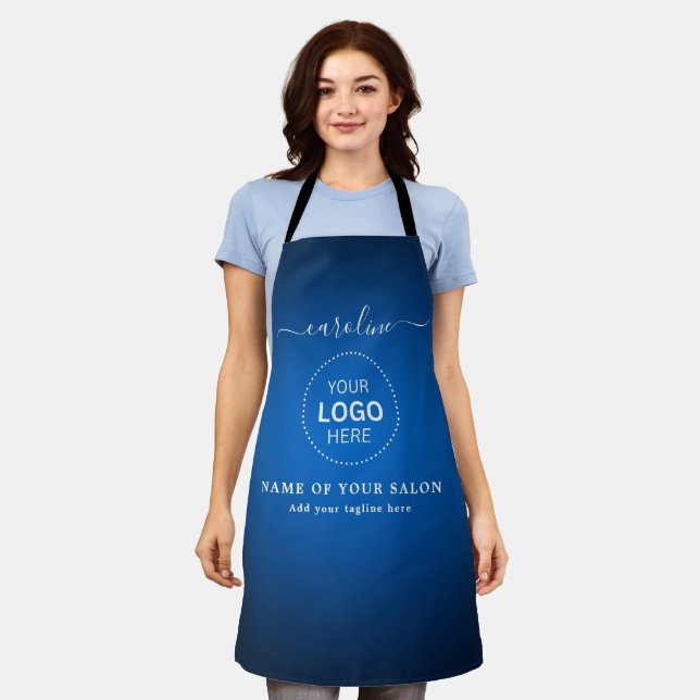Elegant Name and Logo hair salon apron (Worn)