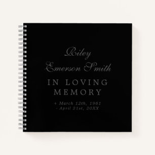 Elegant Name Black In Loving Memory Guest Book