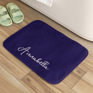 Elegant Name Blue Bath Mat