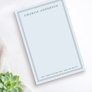 Elegant name double border light dusty blue post-it notes