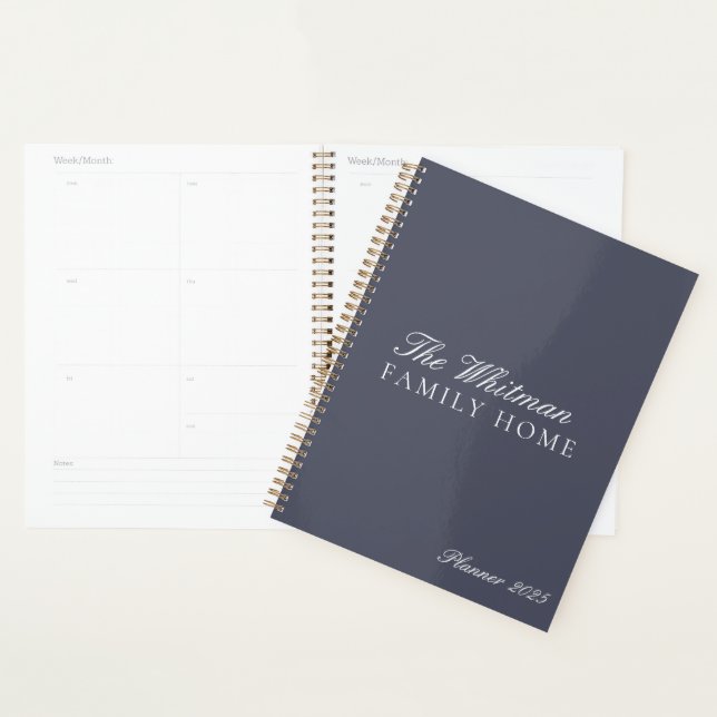 Elegant Name Family Home Slate Grey Planner (Display)