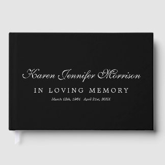 Elegant Name Gray Script Black In Loving Memory Guest Book