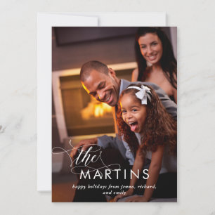 Elegant Name Holiday Card with Photo