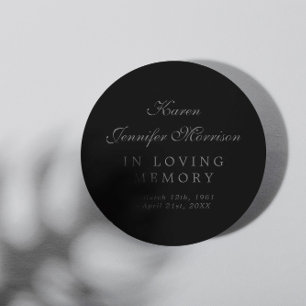 Elegant Name In Script Black In Loving Memory Classic Round Sticker