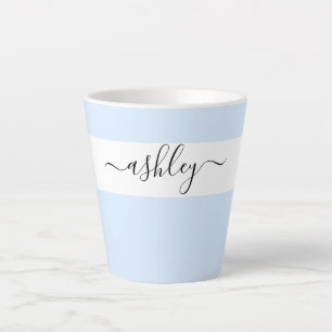 Elegant Name in Script Typography Powder Blue Latte Mug