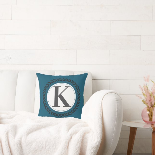 Elegant Name Initial Blue Monogram   Cushion (Couch)