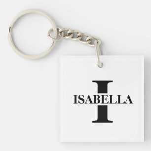 Elegant Name Inside Initial Monogram Design Key Ring