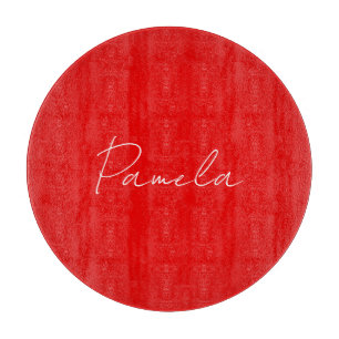Elegant Name Minimalist Classical Warm Red Cutting Board