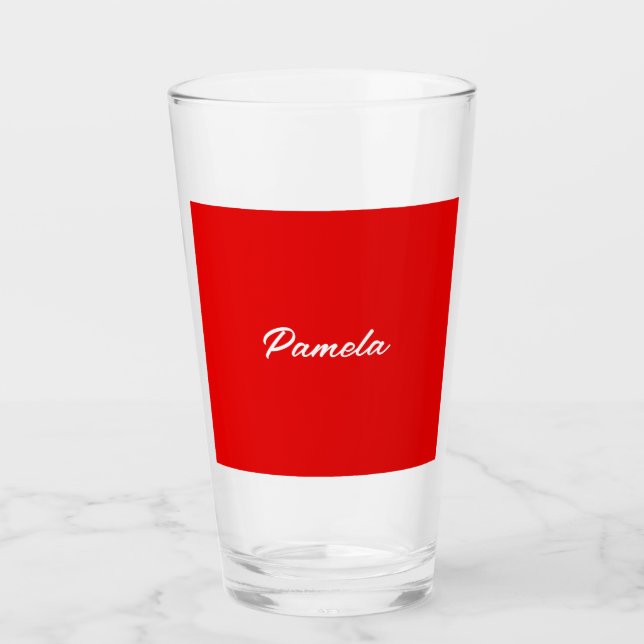 Elegant Name Minimalist Classical Warm Red Glass (Front)