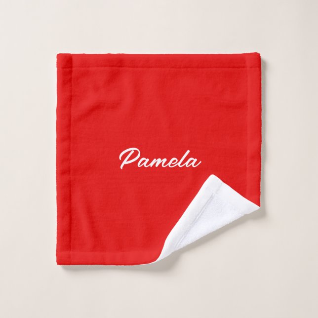 Elegant Name Minimalist Classical Warm Red Wash Cloth (Wash Cloth)