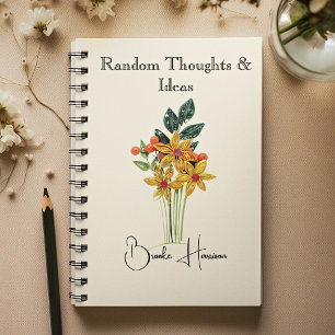 Elegant Name    Modern Paper Quilled Flowers Notebook