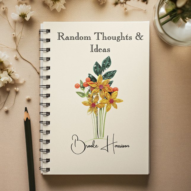 Elegant Name || Modern Paper Quilled Flowers Notebook (Creator Uploaded)