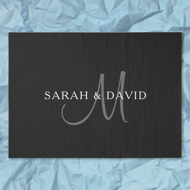 Elegant Name Monogram | Black & Grey Tissue Paper (Creator Uploaded)