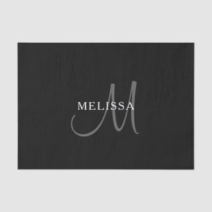 Elegant Name Monogram Black White & Grey Tissue Paper