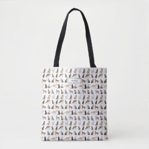 Elegant Name Monogram Cat Breeds Tote Bag