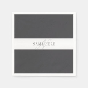 Elegant Name & Monogram   Dark & Light Grey  Napkin