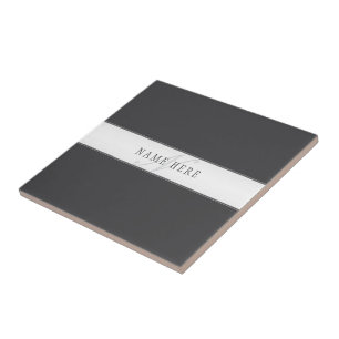 Elegant Name & Monogram Dark & Light Grey Tile