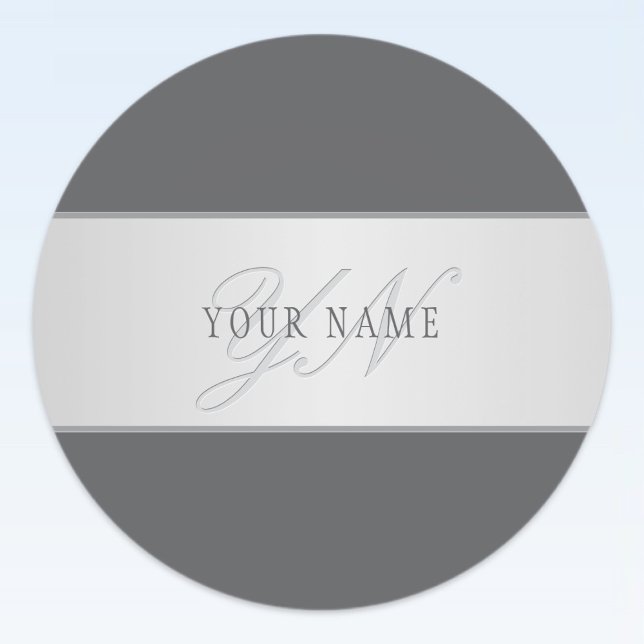 Elegant Name & Monogram Lettering (or other text) Classic Round Sticker (Creator Uploaded)