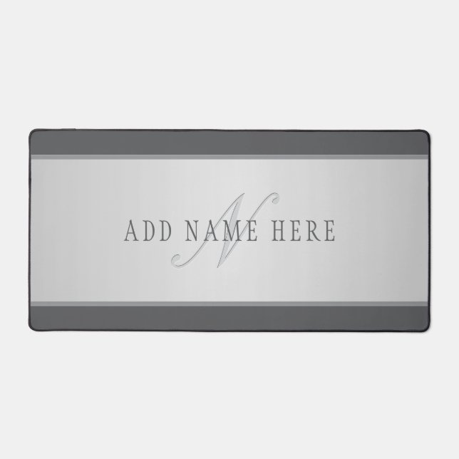 Elegant Name & Monogram Lettering (or other text) Desk Mat (Front)