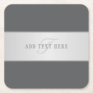 Elegant Name & Monogram Lettering (or other text) Square Paper Coaster