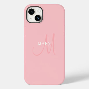 Elegant Name Monogram Light Pink iPhone 14 Plus Case