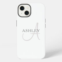 Elegant Name Monogram | White & Grey