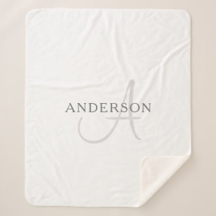 Elegant Name Monogram   White & Grey Sherpa Blanket