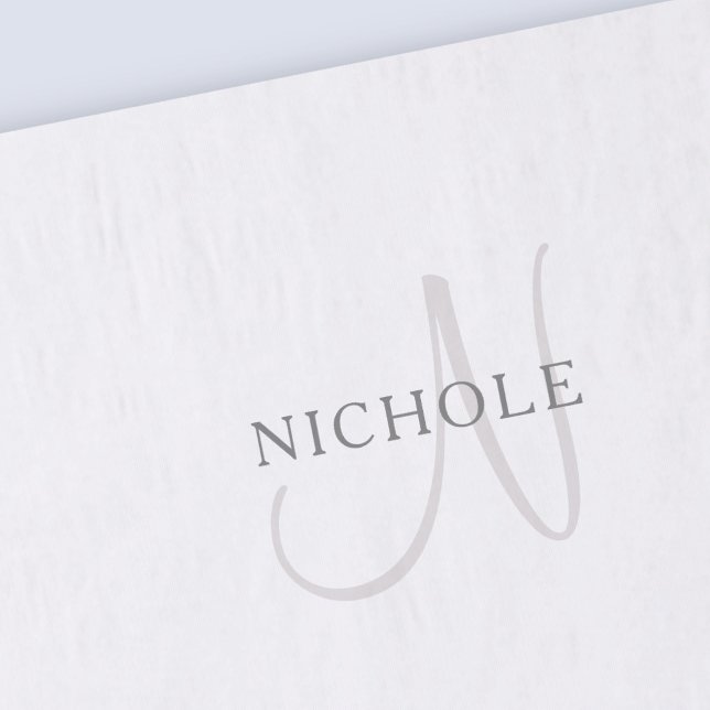 Elegant Name Monogram | White & Grey Tissue Paper (Creator Uploaded)