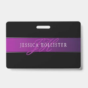 Elegant Name & Monogrammed Initial/s ID Badge