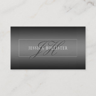 Elegant Name & Monogrammed Initials   Black & Grey Enclosure Card