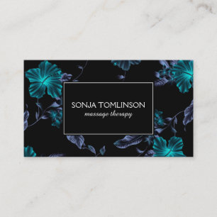 Elegant Name on Black Floral Pattern Business Card