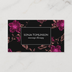 Elegant Name on Black Floral Pattern No. 2 Business Card