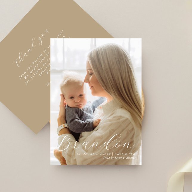 Elegant Name One Photo Formal Birth Announcement (Creator Uploaded)