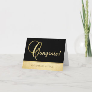 Elegant Name Personalised Black Gold CONGRATS! Card