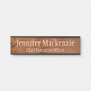Elegant Name Plate Wood Grain Rustic Door Sign