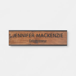 Elegant Name Plate Wood Grain Rustic Door Sign