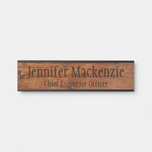 Elegant Name Plate Wood Grain Rustic Door Sign