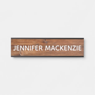 Elegant Name Plate Wood Grain Rustic Door Sign