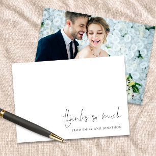 Elegant Name Script Photo Wedding Thank You  Card